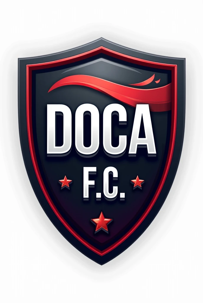 a team shield with the name "DOcA F.c" with transparent background