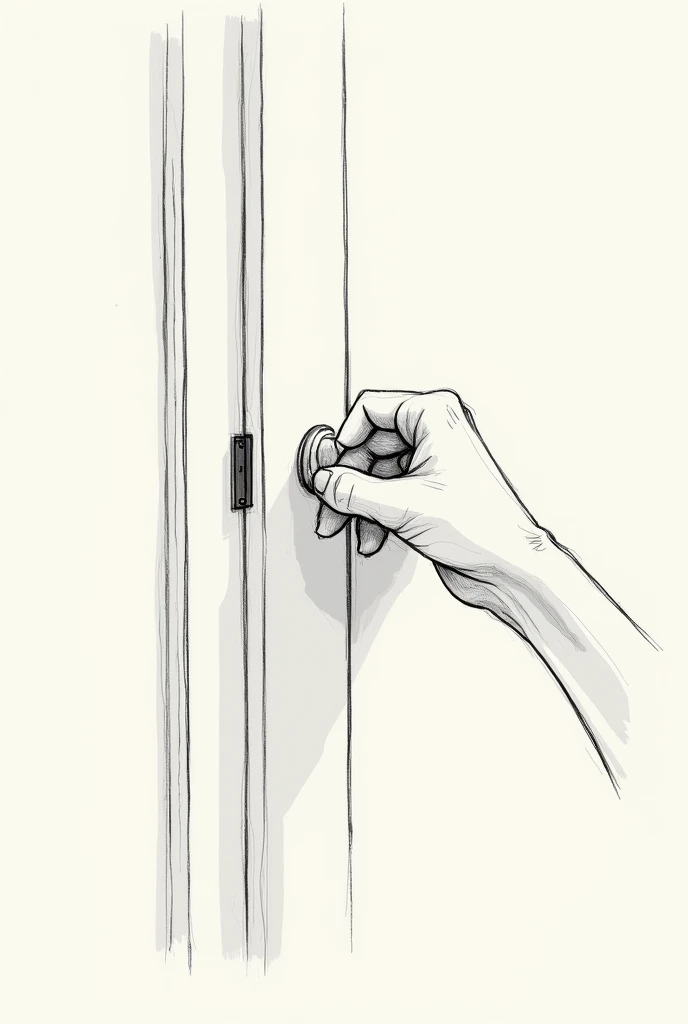 a person cautiously opening a door to draw easy only the hand that looks easier to draw