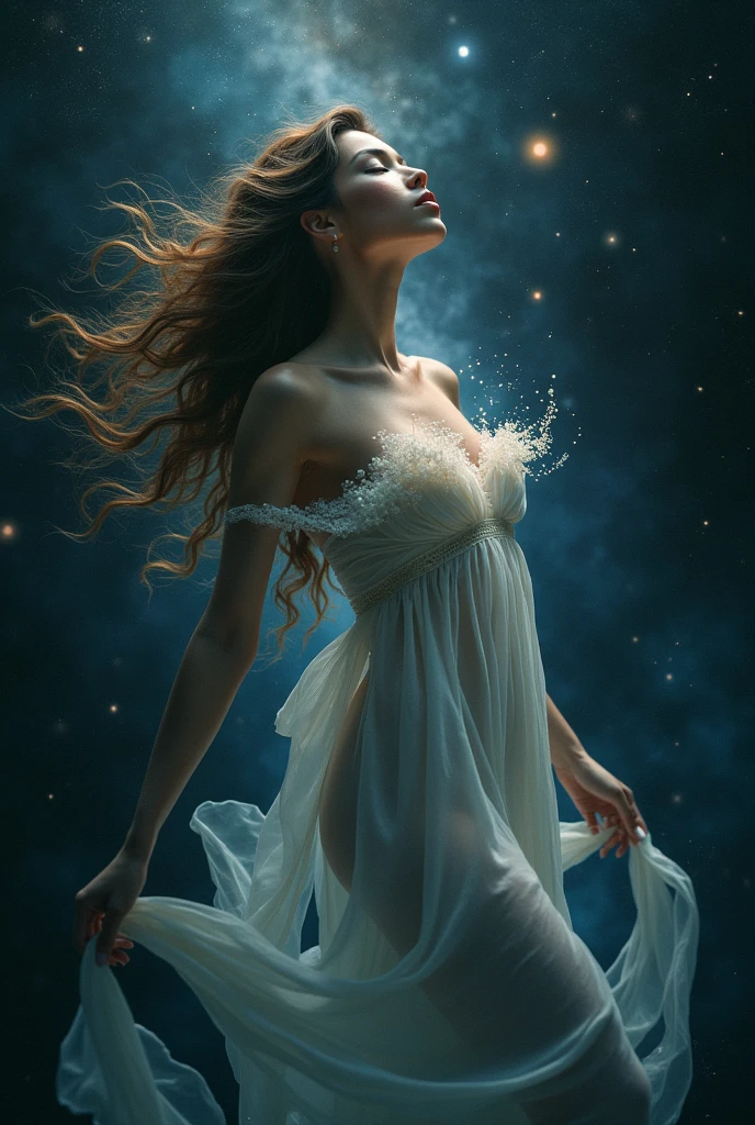 Woman beautiful in space
