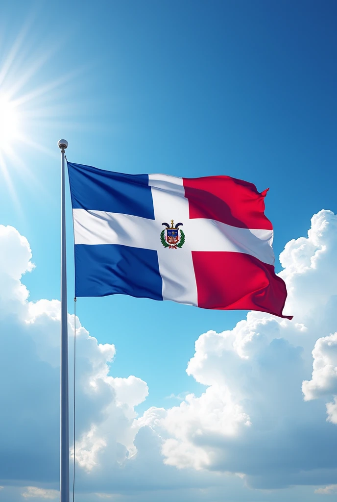  The sky with the Dominican Republic flag 