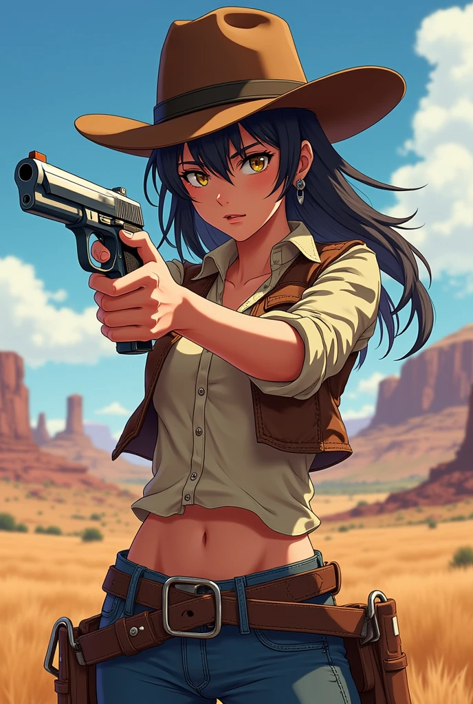 Rancher anime girl with guns
