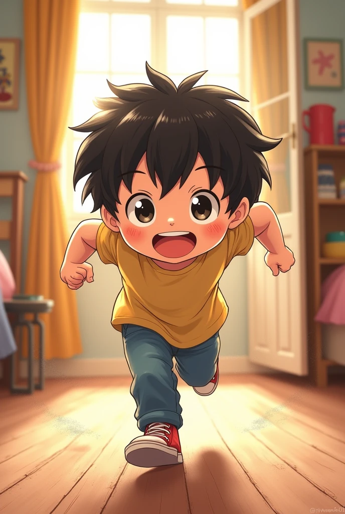 Make a child run to the room manga art 
