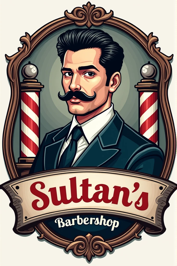 barbershop logo, with the name of Sultan's barbershop