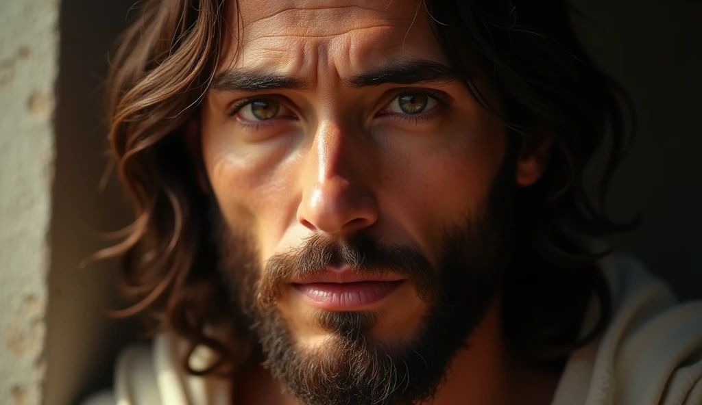 prompt: Jesus Christ, conveying an image of security and trust rendered in a photorealistic, cinematic style