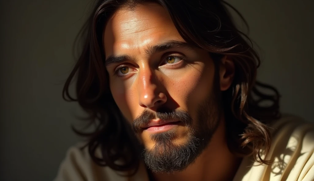 prompt: Jesus Christ, conveying an image of security and trust rendered in a photorealistic, cinematic style