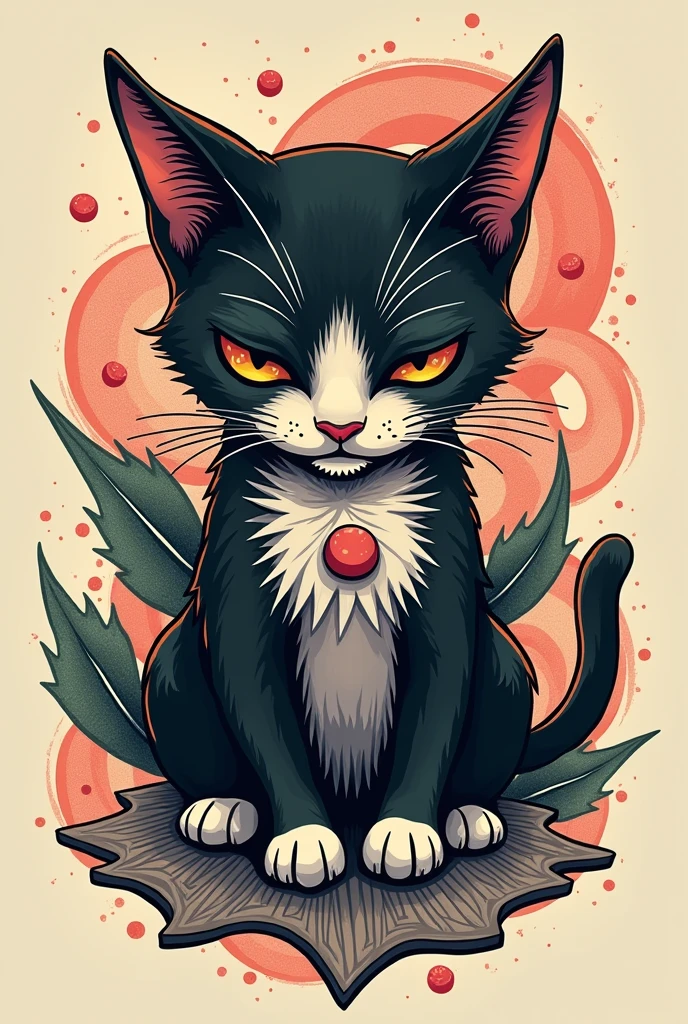 Tattoo design of a cat taking xanax 