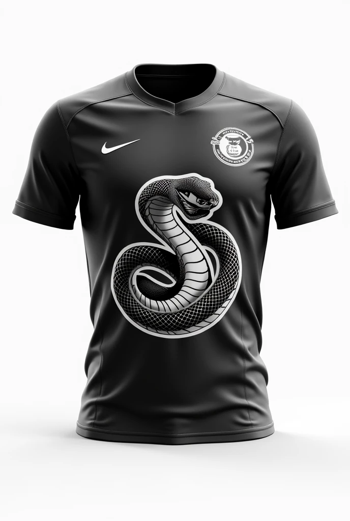 Create an image of an interclass shirt Team name Torra-Torra FC With a snake Color black and white With the symbol of the Ying Yang