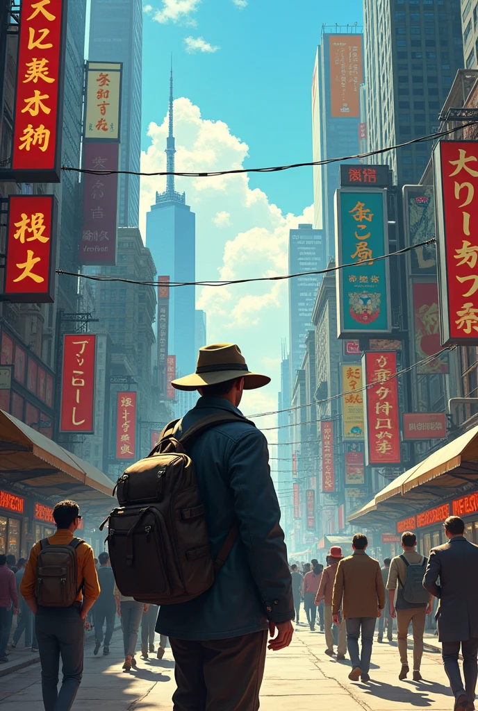 a man traval to a city