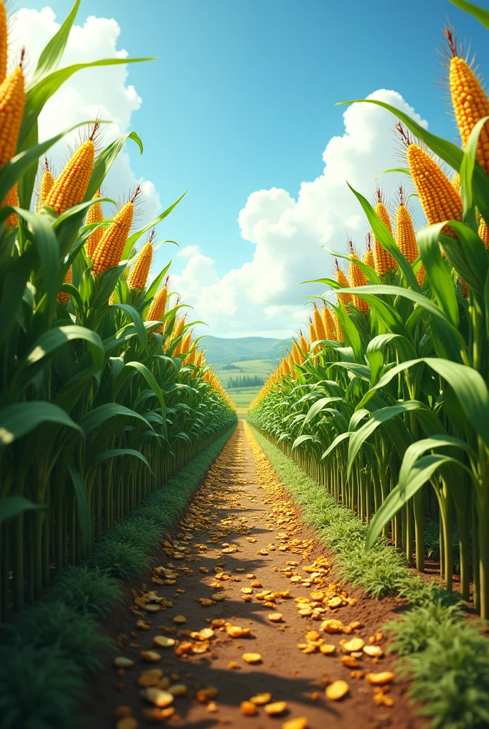 Plantation illustrating full corn cobs and dry corn cobs