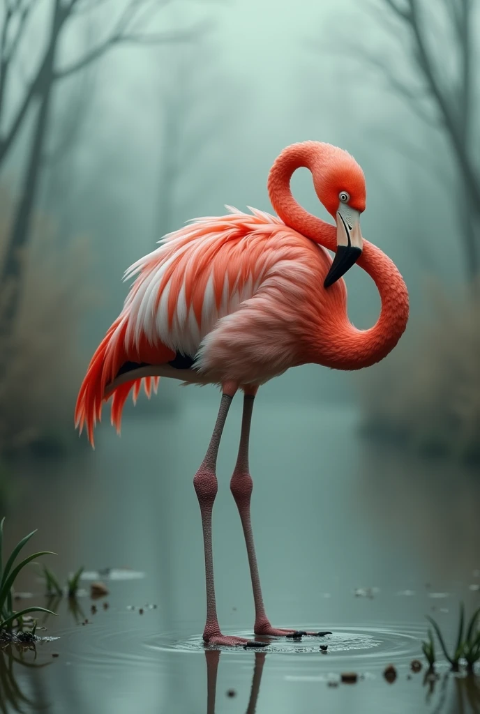 A sick flamingo