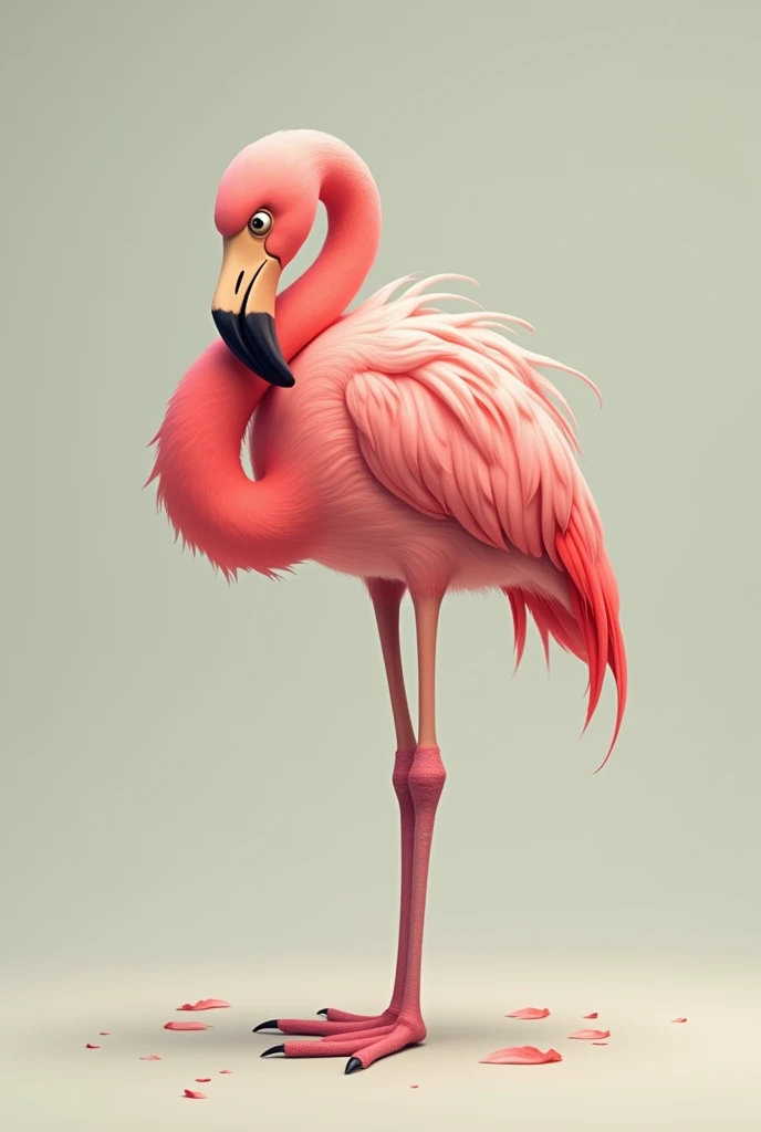 An animated sick flamingo