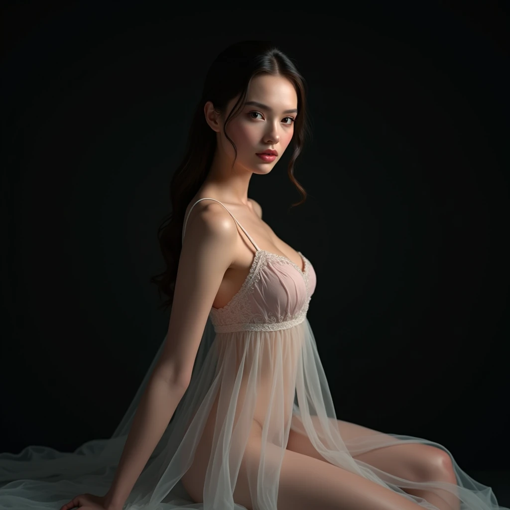 Hyper realism model influencer in sexy night gown