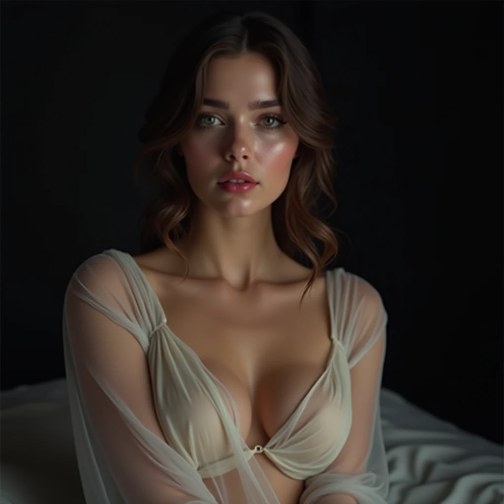 Hyper realism model influencer in sexy night gown