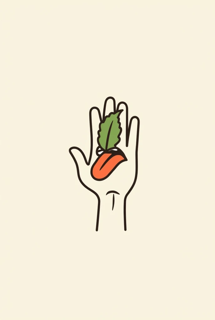 Vegetarian logo tongue between fingures