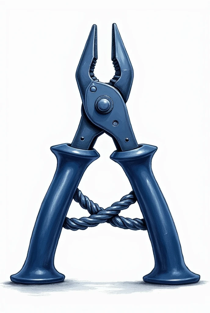  A drawing of pliers forming the letter AA illustration in dark blue

