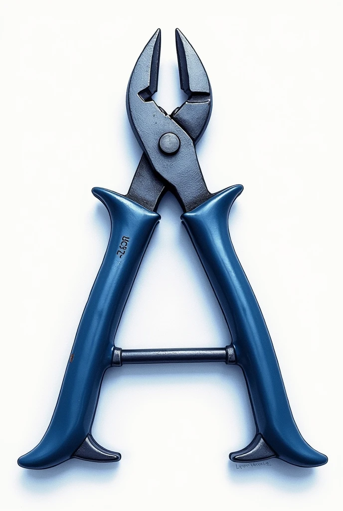 A drawing of pliers forming the letter AA illustration in dark blue