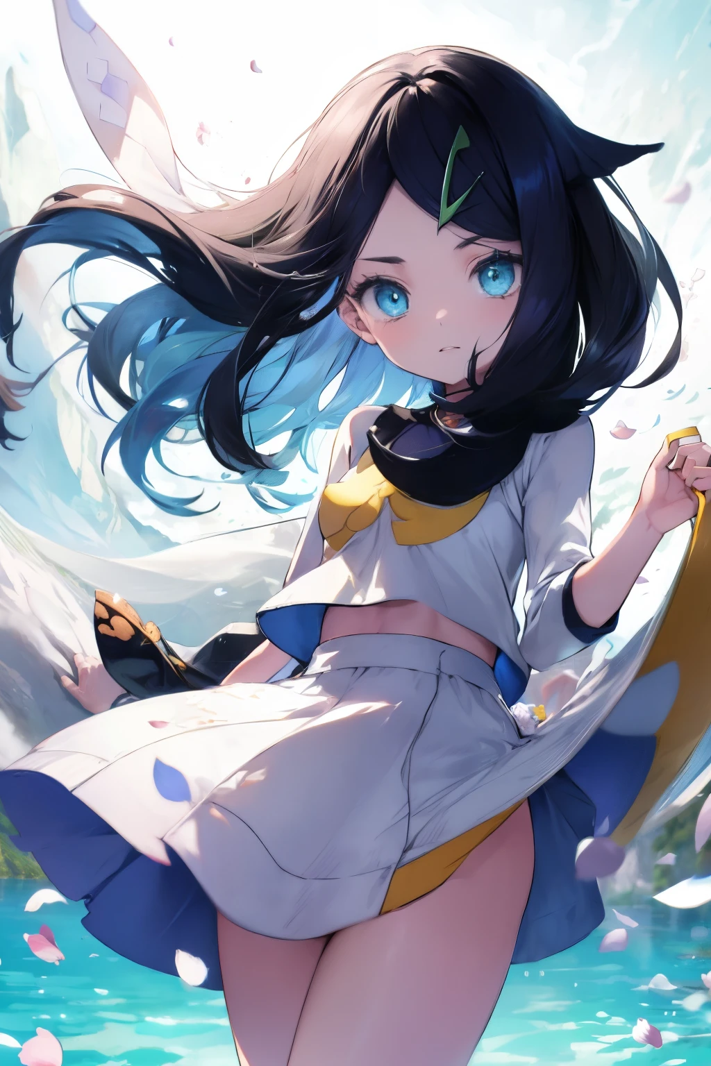 pokemon_It's left, (masterpiece, Highest quality, 8K ultra-high resolution, :1.4), yo, kawaii, Pokemon Riko, ((Bloomers, Gymnastics)), Beautiful Eyes,Flash photography, Backlight, , (smile:1.4), Written boundary depth, Dramatic portrayal, (room background) Focus of the film, , Emotional composition, Emotional engine full throttle BREAK Young and cute, Slender body, Flat Chest, Highly detailed glossy skin,Sweat, 完璧なPokemon Riko
, Wind, detailed in the Wind, petals dancing in the Wind
BREAK
ultra detailed crystal eyes, Eyes like shining jewels