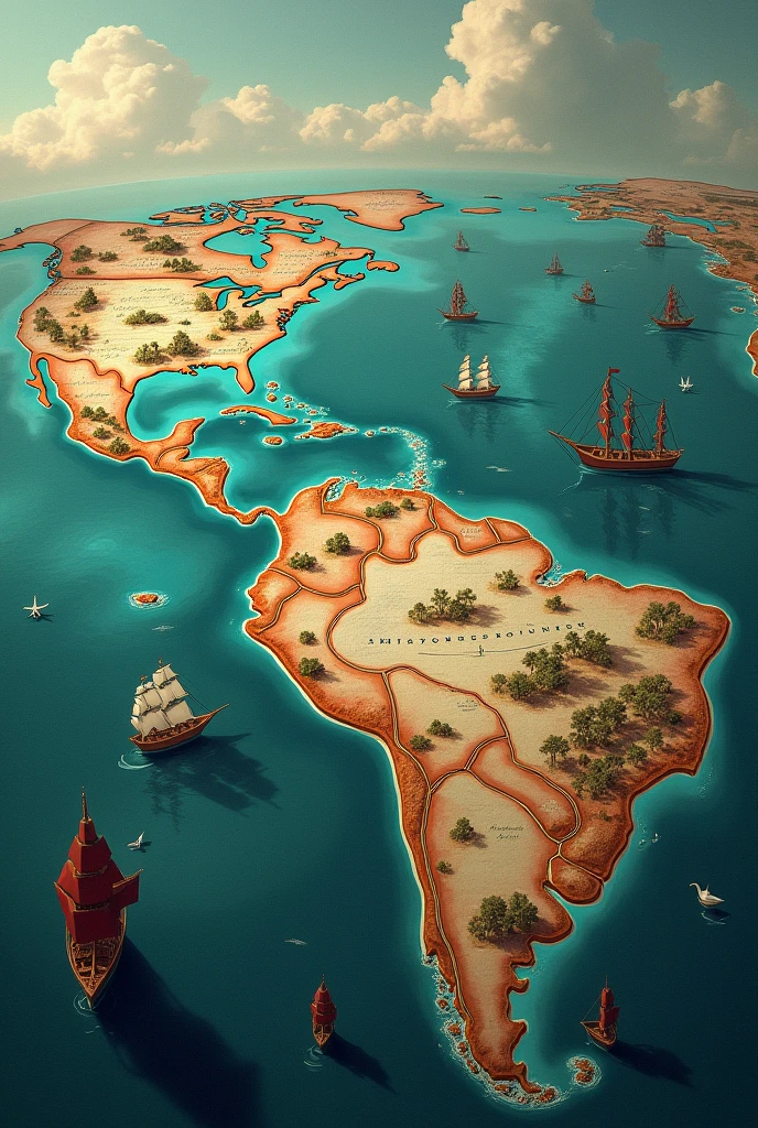 An image about Christopher Columbus&#39; third and fourth voyage with map