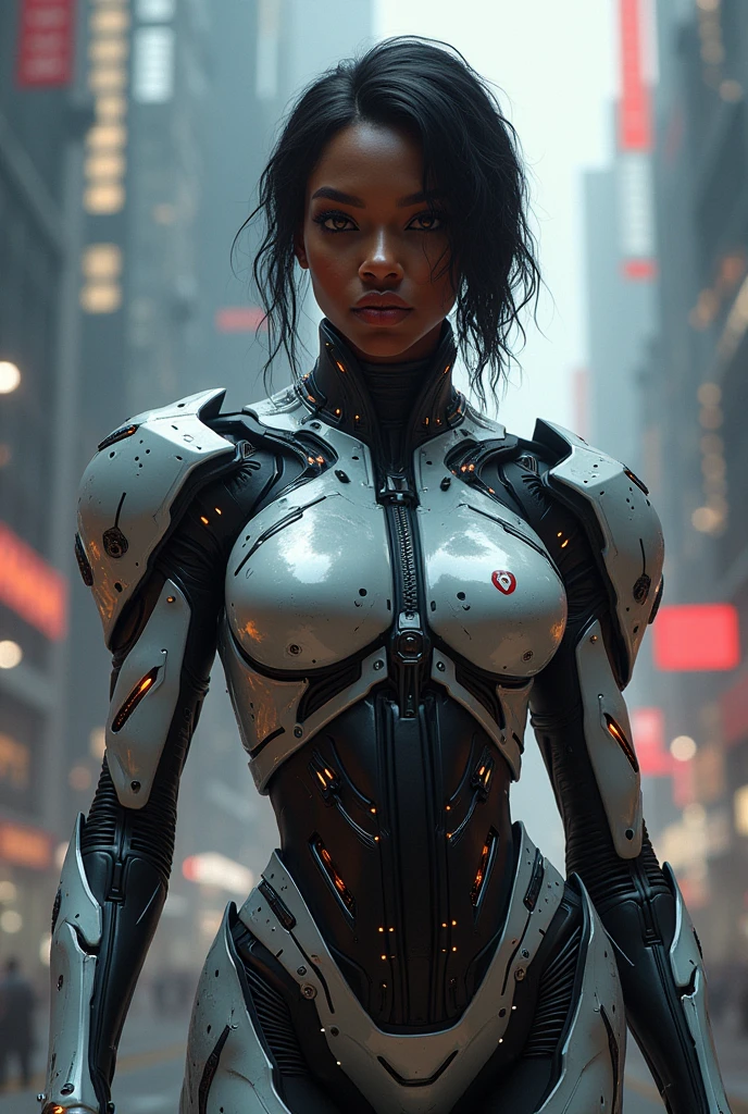 ((Best Quality)), ((Masterpiece)), ((Realistic)), (Detailed), (fotorrealist:1.5), Catwoman futuristic running, black curly hair (White suit), lights on armor, Cyber hats, looking at viewer, dynamic pose, post-apocalyptic, ruined city background, burning buildings, Sci-fi, HDR, ray tracing, NVIDIA RTX, Super Resolution, Unreal 5, Subsoil Scatter,