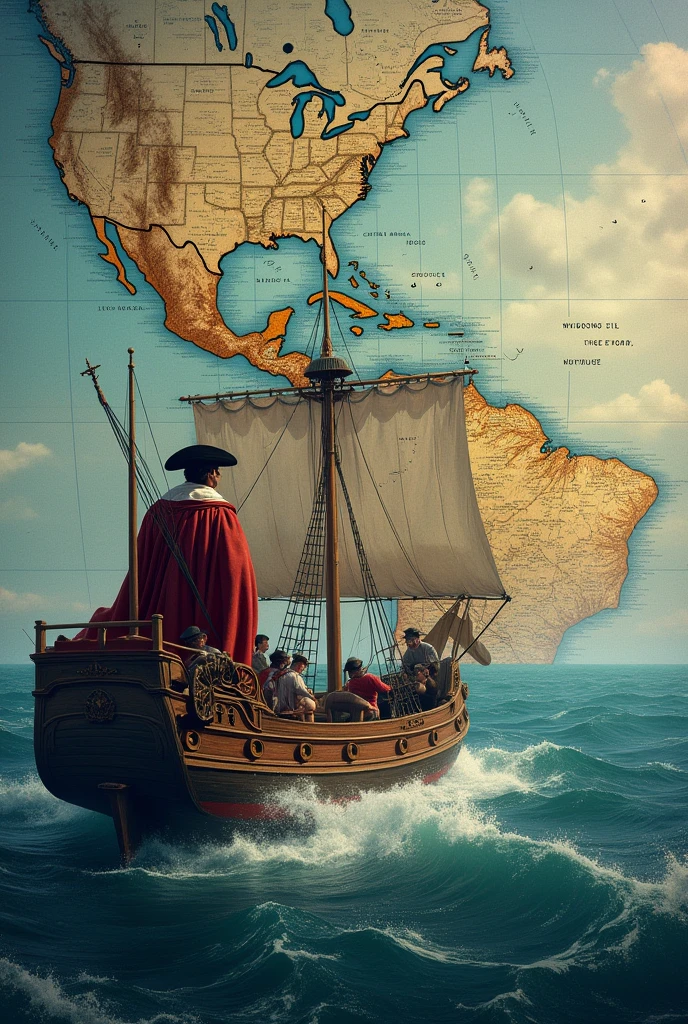 An image about Christopher Columbus&#39; fourth voyage with a map