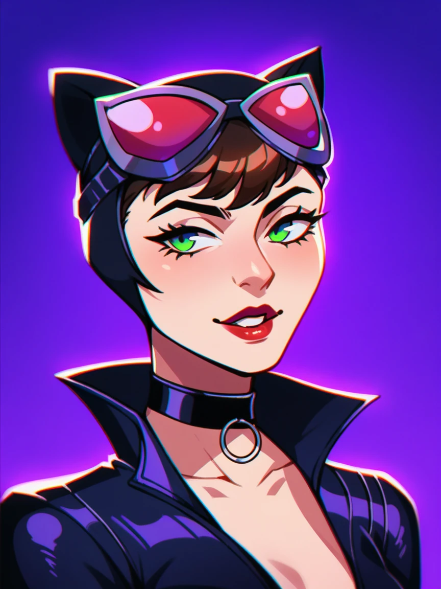 score_9, score_8_up, score_7_up, score_6_up, st4t1ctv, chromatic aberration, purple theme, Catwoman