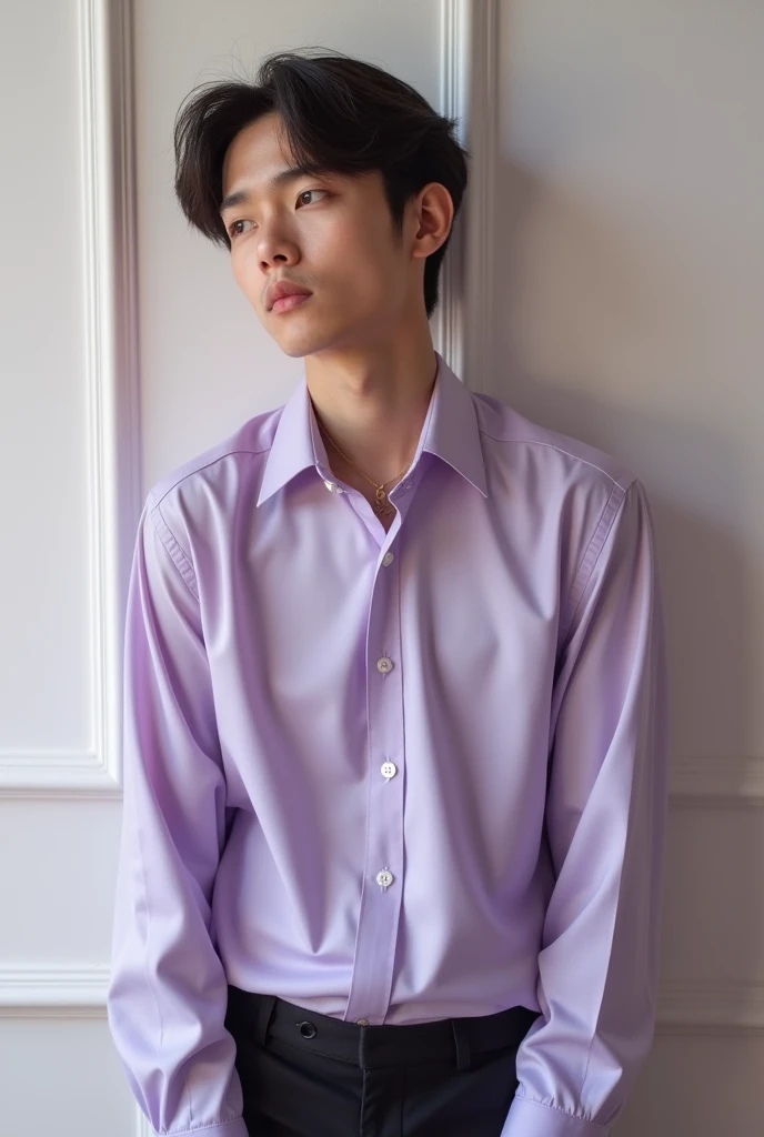 Lilac and grey prom shirt