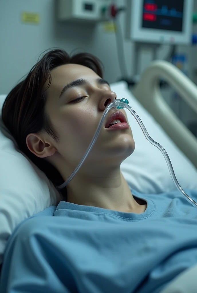 Hospitalized patient with oxygen cannula