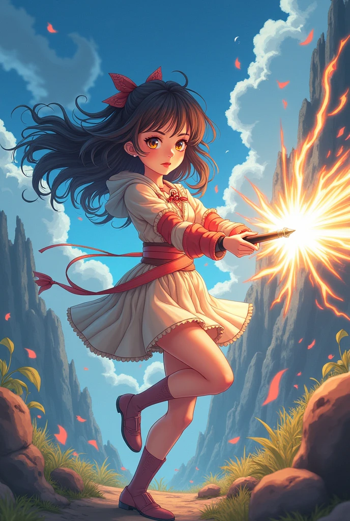 masterpiece, high qualit, 1 girl, fighting with a magic pen, anime like