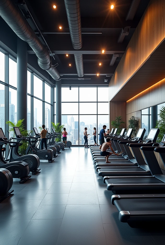 Make a super modern gym and show it inside