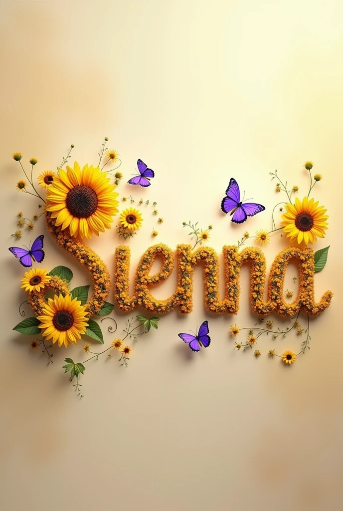 You can create a picture named SIENNA in FRENCH with sunflowers in the letters and purple butterflies?, that&#39;s al&#39;looks very nice 