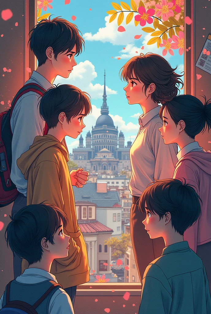 Create an image that represents the subject language and communication III, includes images from the rehearsal, anime style