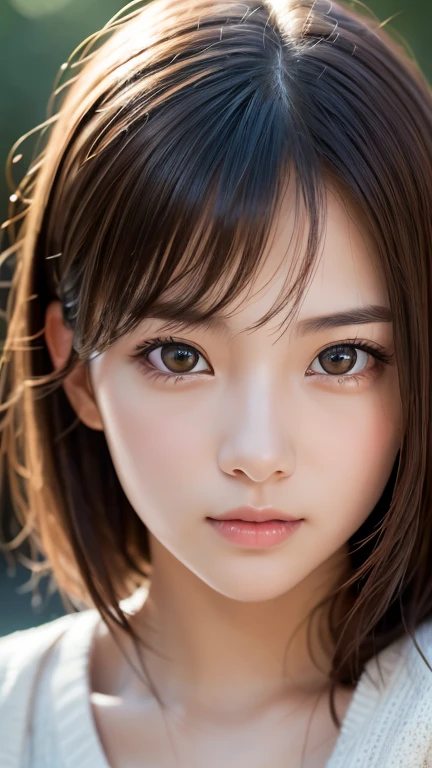 Highest quality、8k傑作、Ultra-high resolution、(Photorealistic:1.3)、RAW Photos、1 person、Brown hair short bob、Glowing Skin、1 personの超美人女子大生、((Ultra-Realistic Details))、Portrait、Global Illumination、Shadow、Octane Rendering、8k、Super sharp、Very intricate details、Realistic Light、CGSoation Trend、Beautiful Eyes、Shining Eyes、To the camera、