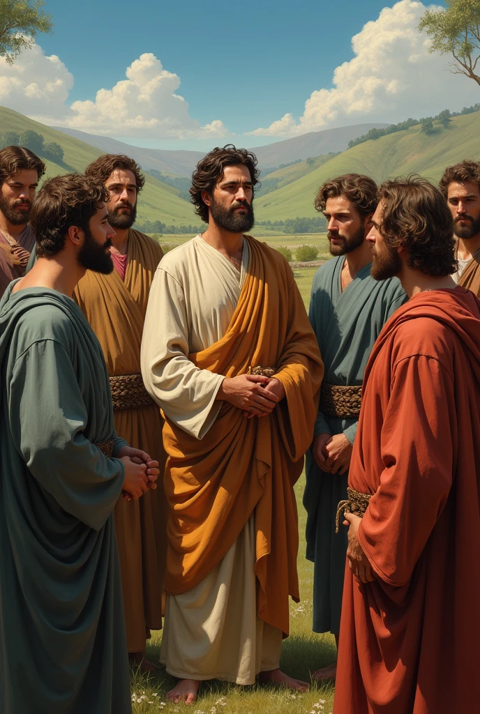 Characters from the Bible Joseph with his brothers and his father