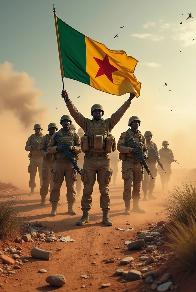 Generated a photo of the Malian army with the victory against Tenzawataine