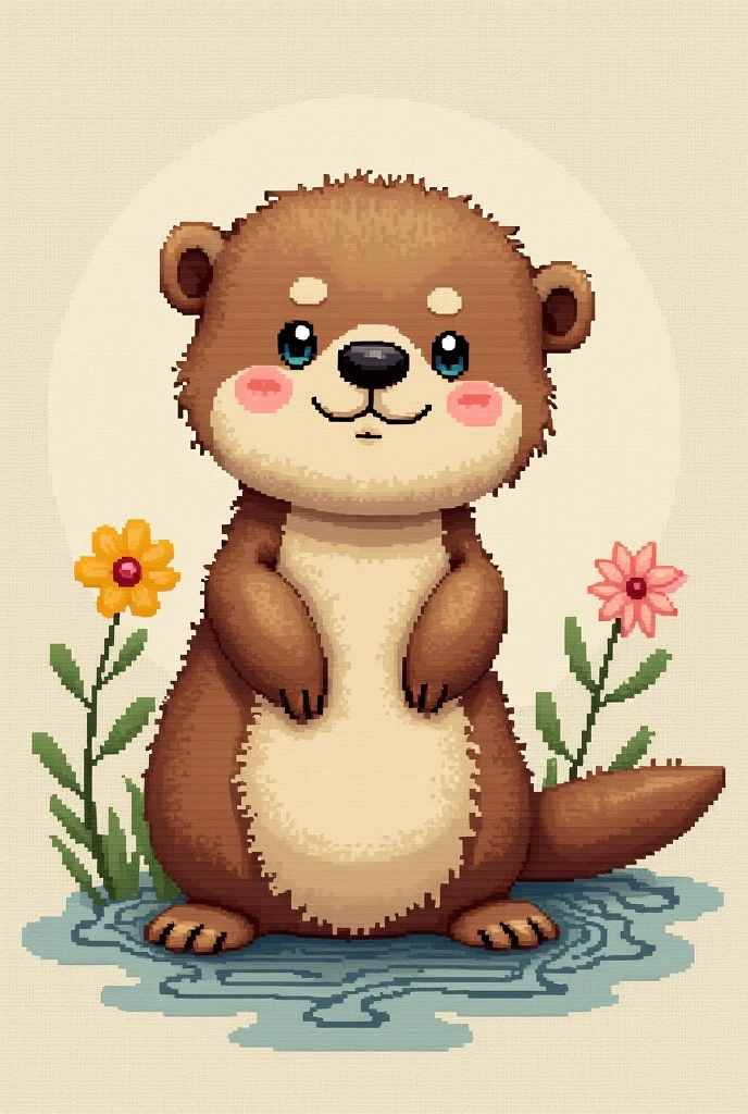 cute little otter, scross stitch pattern
