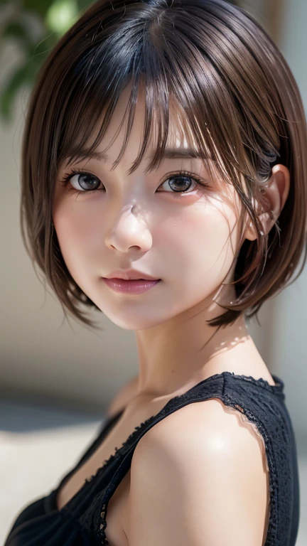 Highest quality、8k傑作、Ultra-high resolution、(Photorealistic:1.3)、RAW Photos、1 person、Brown hair short bob、Glowing Skin、1 personの超美人女子大生、((Ultra-Realistic Details))、Portrait、Global Illumination、Shadow、Octane Rendering、8k、Super sharp、Very intricate details、Realistic Light、CGSoation Trend、Beautiful Eyes、Shining Eyes、To the camera、