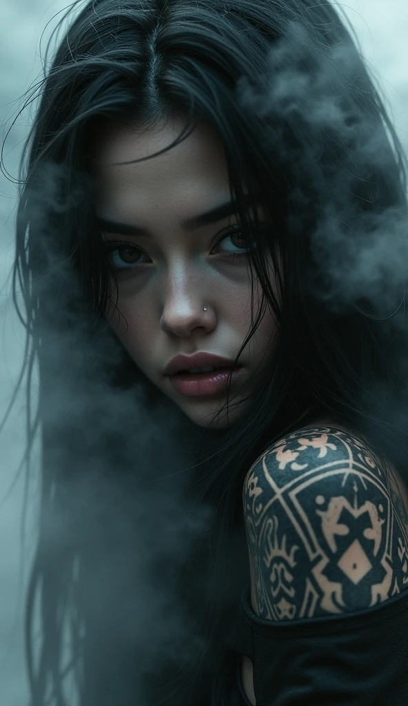 A girl with messy hair, sensual pose, soft lighting, dark background, provocative expression, and seductive atmosphere. The girl has beautiful detailed eyes, beautiful detailed lips, and an extremely detailed face. She is depicted in an oil painting style, with vibrant colors, high contrast, and a glossy finish. The lighting creates intricate shadows and highlights, enhancing the texture of the image. The brushstrokes are highly detailed, adding depth and complexity to the artwork.