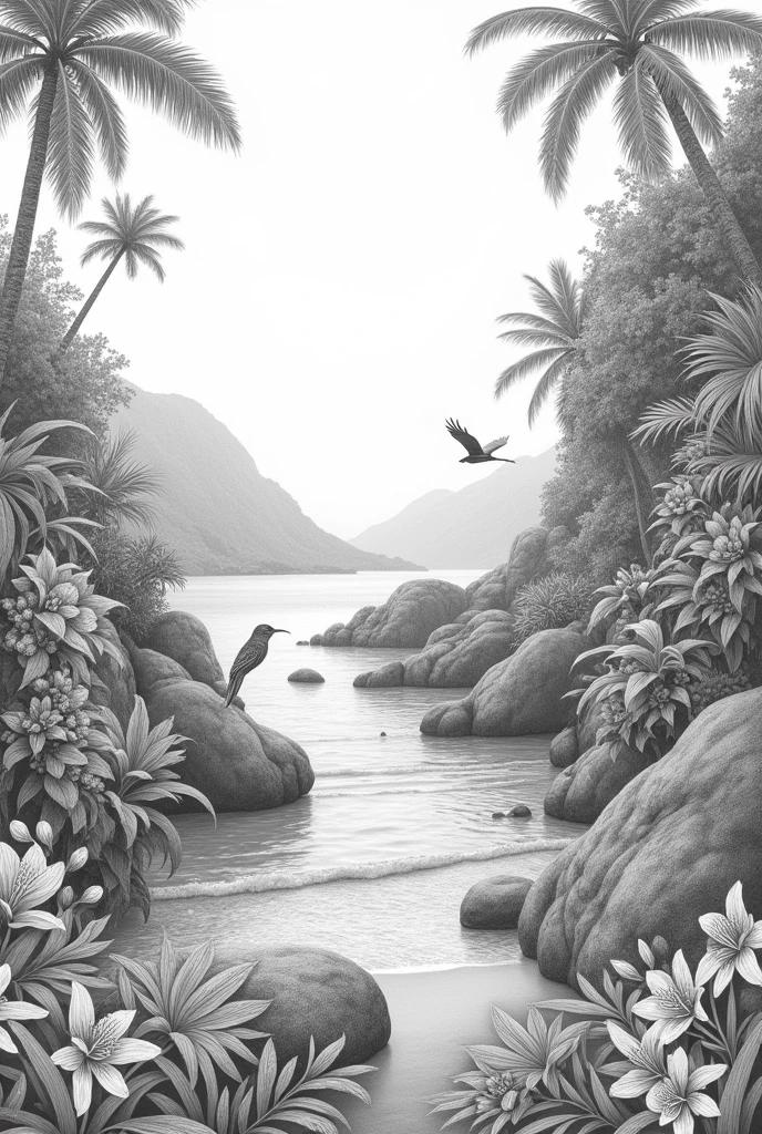 A pencil drawing of the Colombian Pacific region