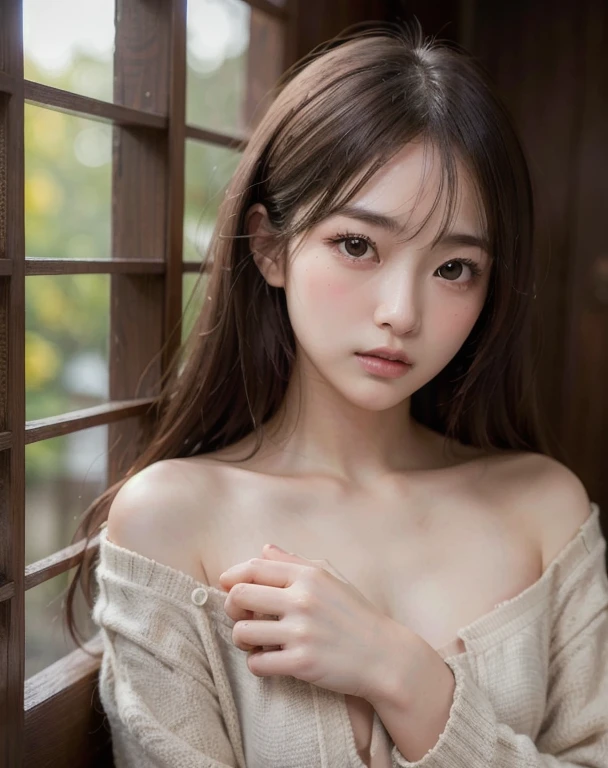 Highest quality, Face Focus, Soft Light, Ultra-high resolution, (Realistic:1.4), RAW Photos,
1 Japan, alone, cute, (pupil, Light in your eyes), Beautiful face in every detail, (Small box),(High resolution detail of human skin texture),
(Long Hair),
indoor,
Damask Shirt Dress,
(Portraiture)