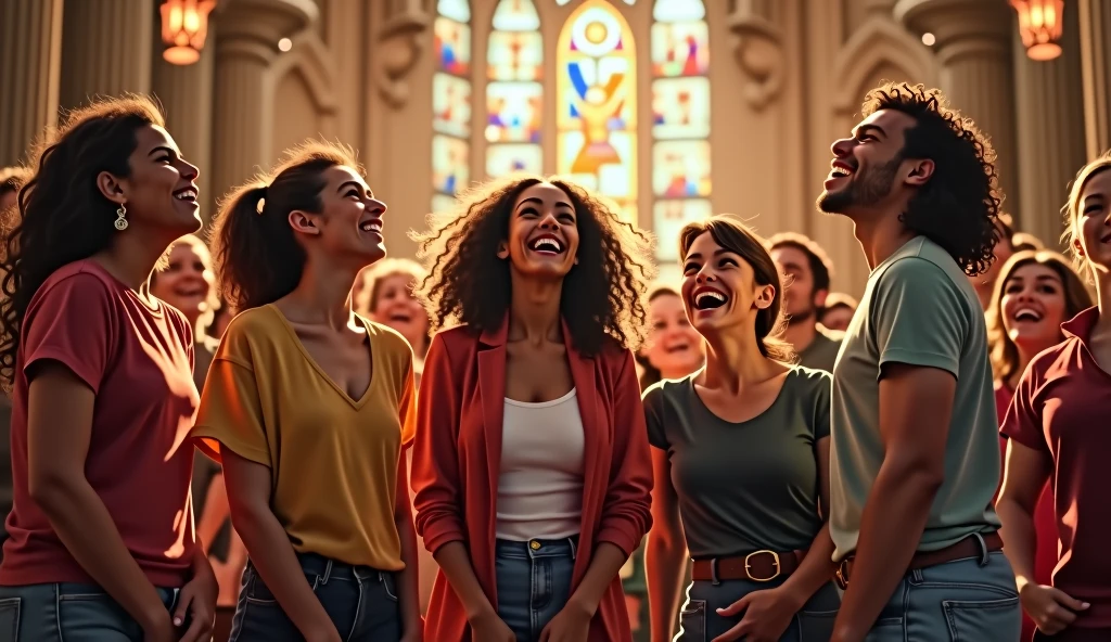 Plans of smiling people, sharing moments, the music resonating in the church.