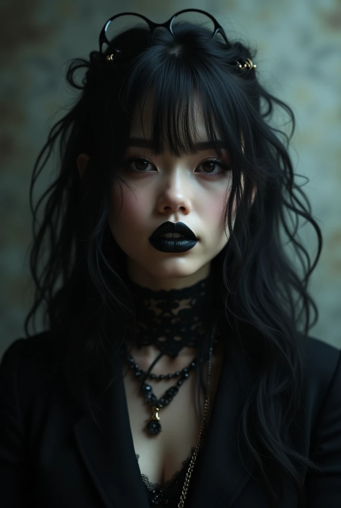 (best quality, hyperdetailed photography:1.2), beautiful Indian lady, ((dark black lipstick)), freckles, gothic makeup, soft light, curvy figure, head and breast portrait, cover, (detailed beautiful face, detail skin texture, ultra-detailed body:1.1) sexy vampire women, closeup