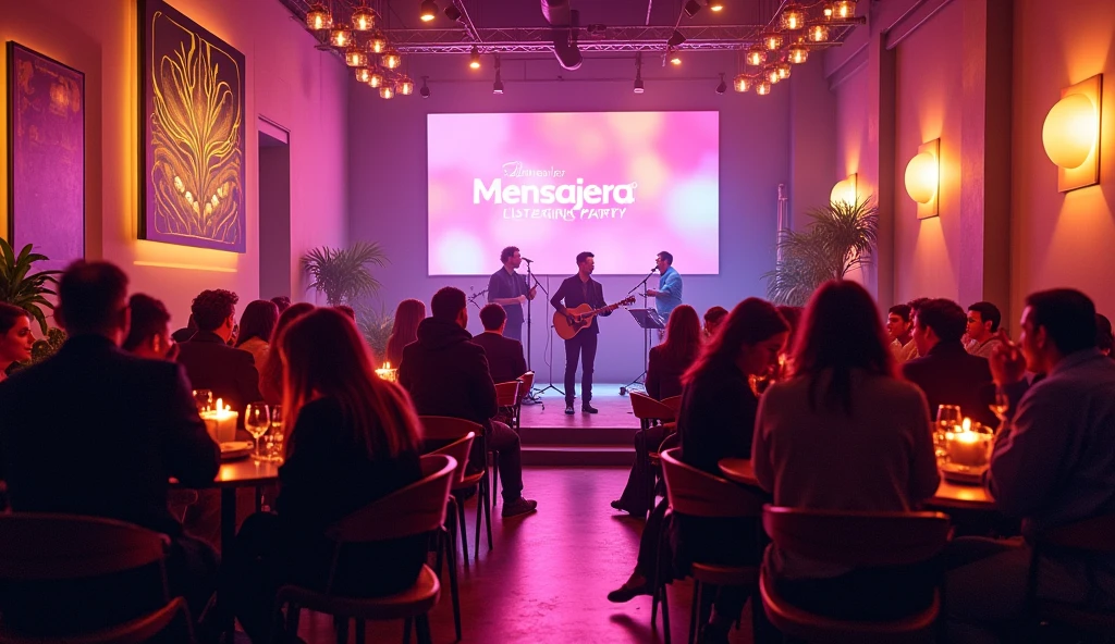 Final screen with event information "MensajerIA Listening Party".