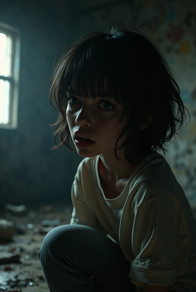 ((Gaspar Noe and Yiorgos Lanthimos Film Still)), moody and thought-provoking: 1.2, girl in an intricately detailed soviet room, sitting on a plush, yellow carpeted old fashioned couch, anamorphic lenses distorting the background, summer, expression suggesting a sense of unease, "Life is not what it used to be", cinestill, fine details, hallucinations and agony and awe, high humidity night, life and death, insanity, the end of days, question of hope and faith, intricate, extremely detailed, sharp focus
