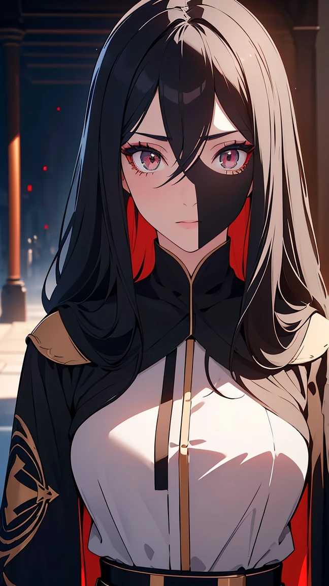 Girl1,(black long hair, Long eyelashes),(white eye shadow), (black Arabic abaya dress,red waist belt),(Highly detailed CG,module,8K wallpapers)،(Highest quality, high resolution, beautiful lighting, realistic shadow, high resolution)،(Detailed skin, highly detailed, detailed faces and eyes, realistic eyes)