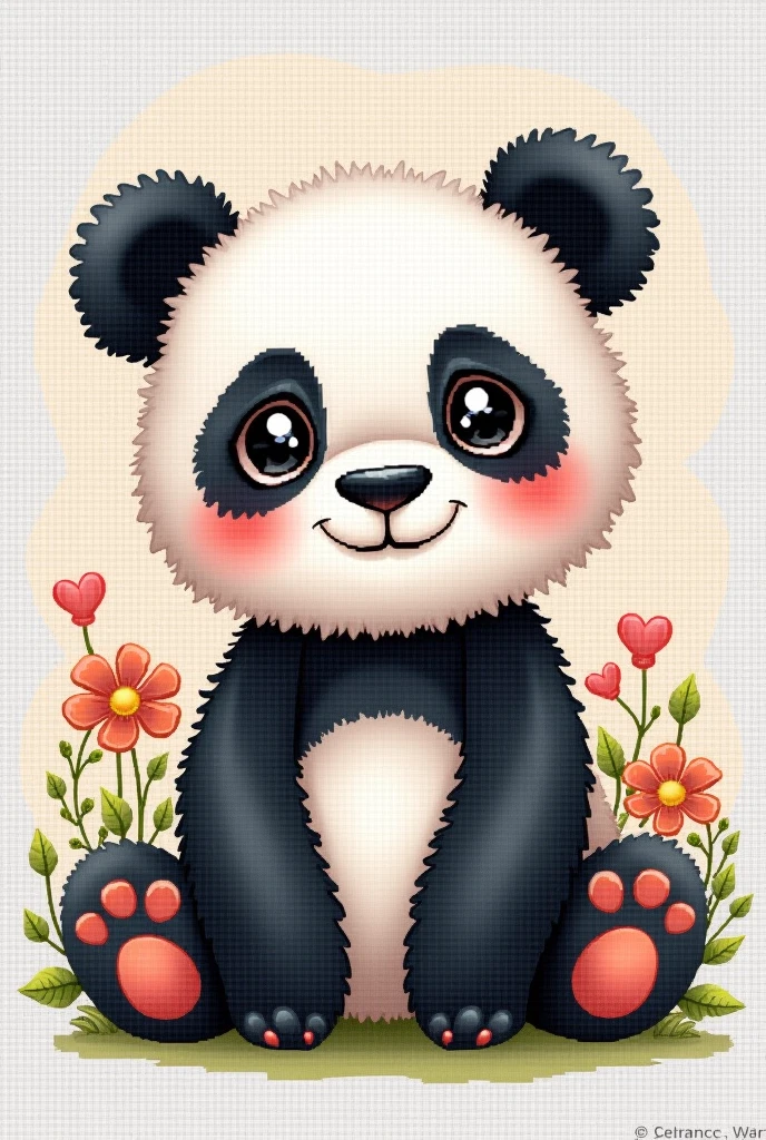 cute little panda, scross stitch pattern
