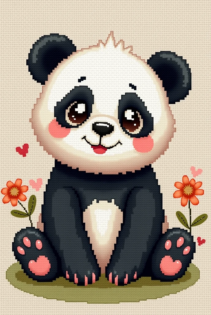 cute little panda, scross stitch pattern
