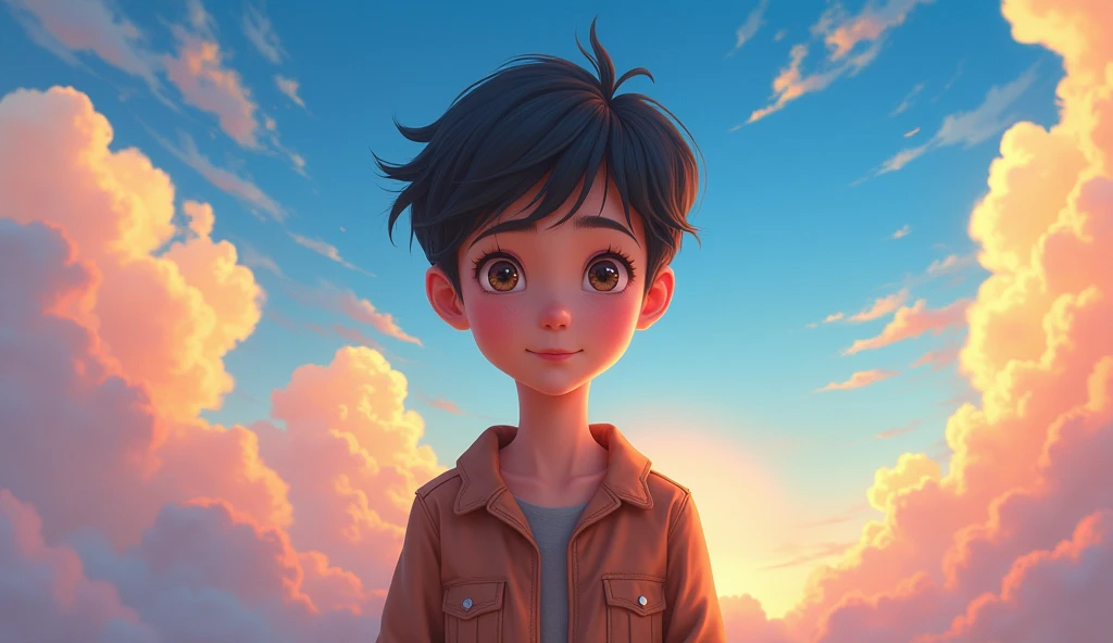 High-definition portrait of a animation illust, best quality, sky