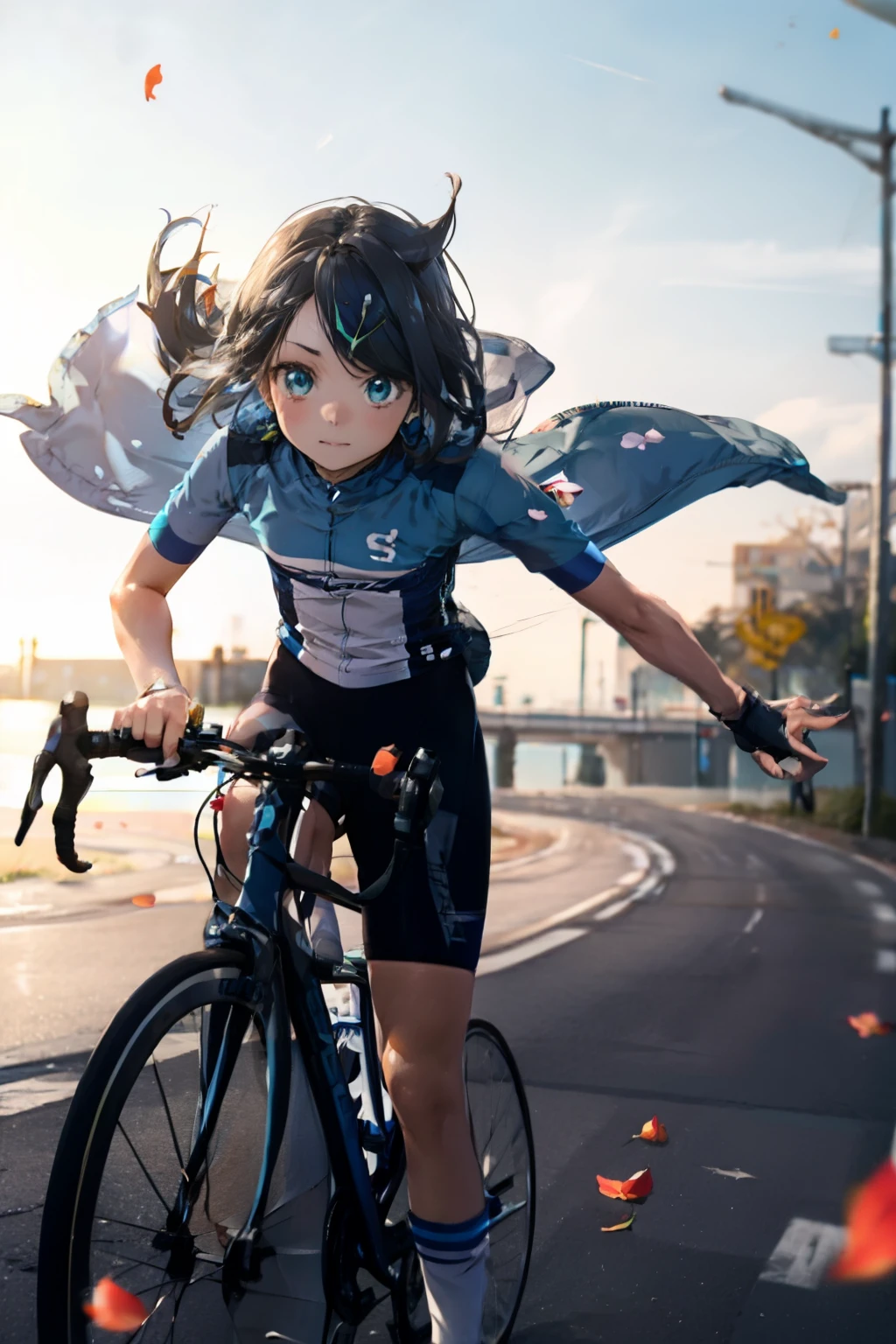 roadbike, Cycling spats, pokemon_It&#39;s left,  (masterpiece, Highest quality, 8K ultra-high resolution, :1.4), ****, kawaii, Pokemon Riko, ((Bloomers, Gymnastics)), Beautiful Eyes,Flash photography, Backlight,  , (smile:1.4), Written boundary depth, Dramatic portrayal, (room background) Focus of the film, , Emotional composition, Emotional engine full throttle BREAK Young and cute, Slender body, Flat Chest, Highly detailed glossy skin,Sweat,  完璧なPokemon Riko
, Wind, detailed in the Wind, petals dancing in the Wind
BREAK
ultra detailed crystal eyes, Eyes like shining jewels