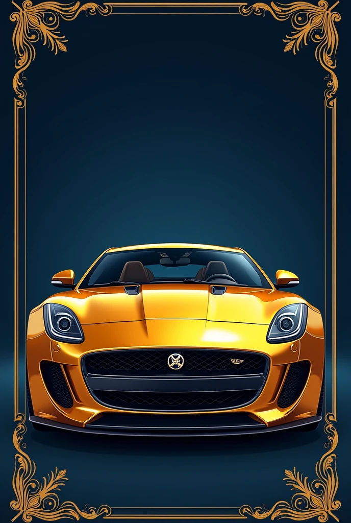 a banner for the company with the logo: Cajado Auto Prime Estética Automotiva in Portuguese. Navy blue, gold and white colors. azul marinho. luxury golden car, Social realism, outside border, masterpiece, highres, high details, UHD, super detail