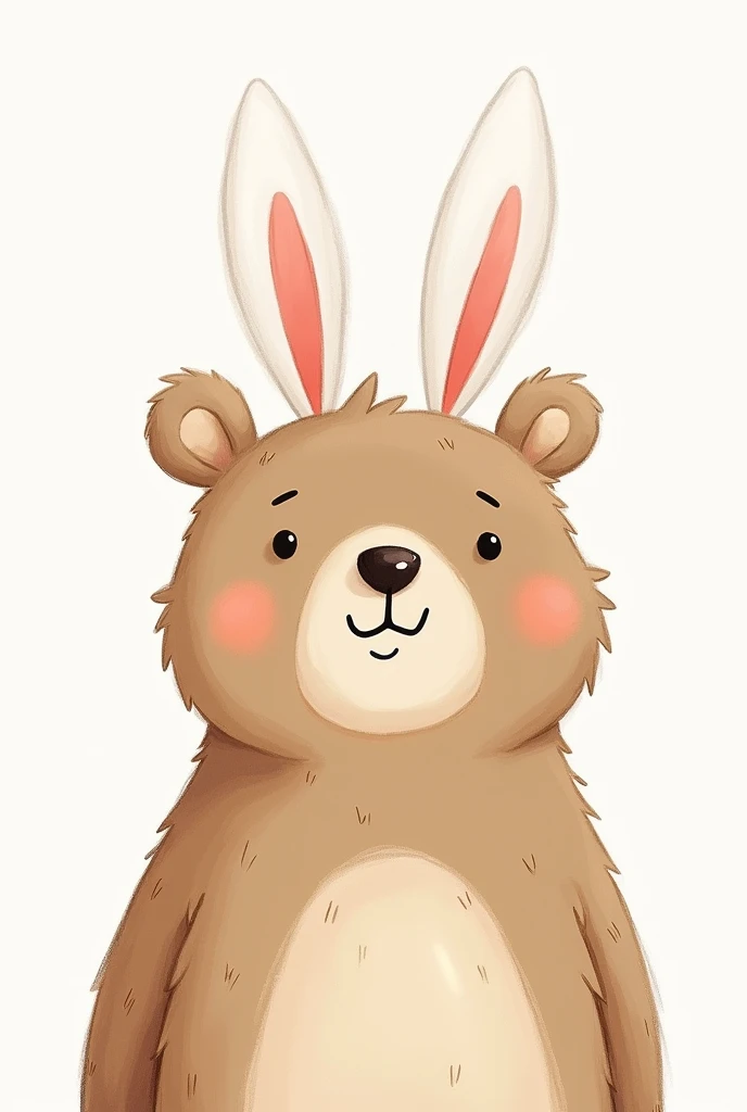 An illustration of a bear wearing a rabbit headband. Hand-drawn style